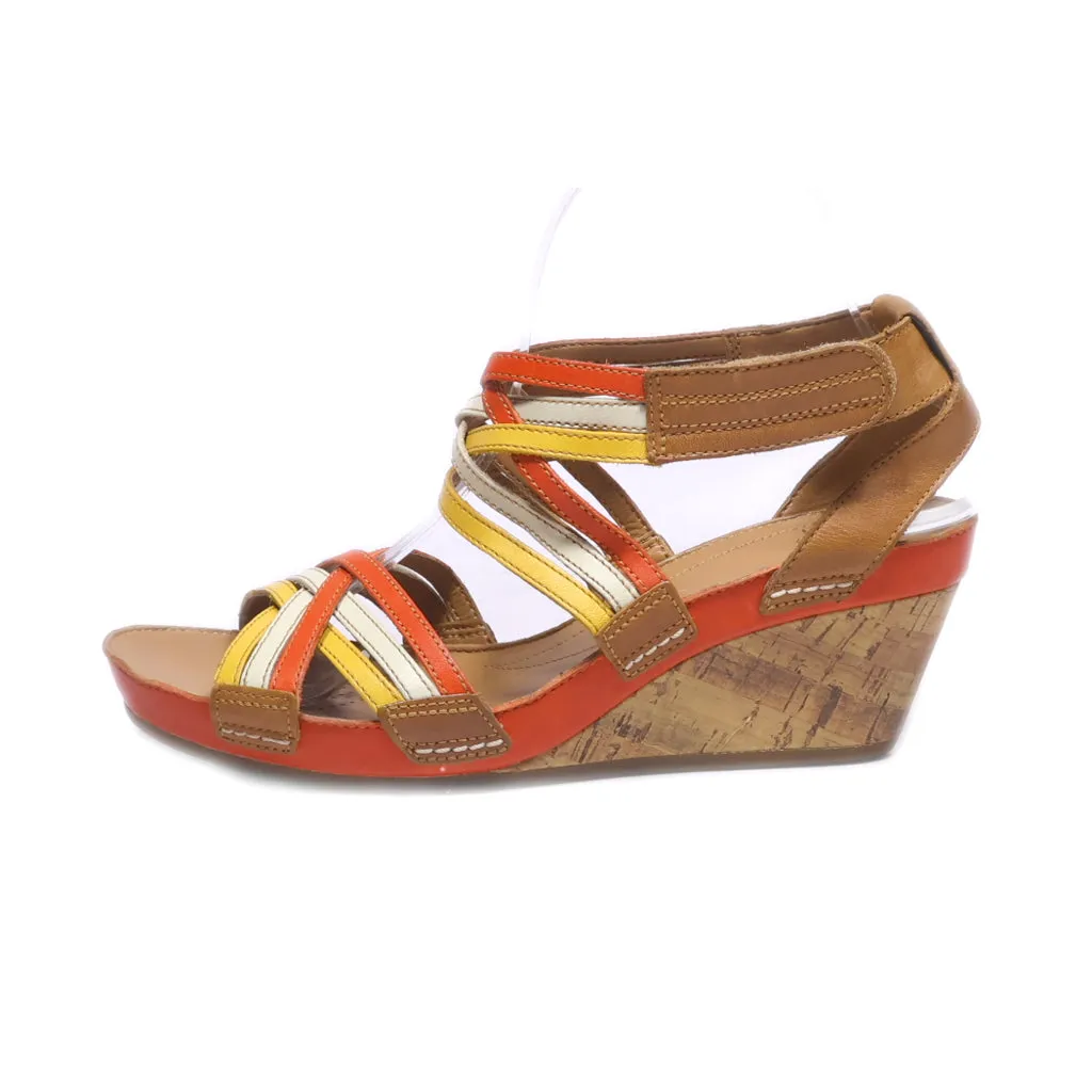 Clarks Wedge Sandals Leather Multicolour Colour For Women