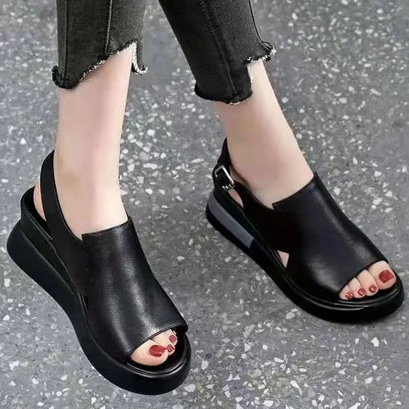 Comfortable thick-soled sandals with a massage bow