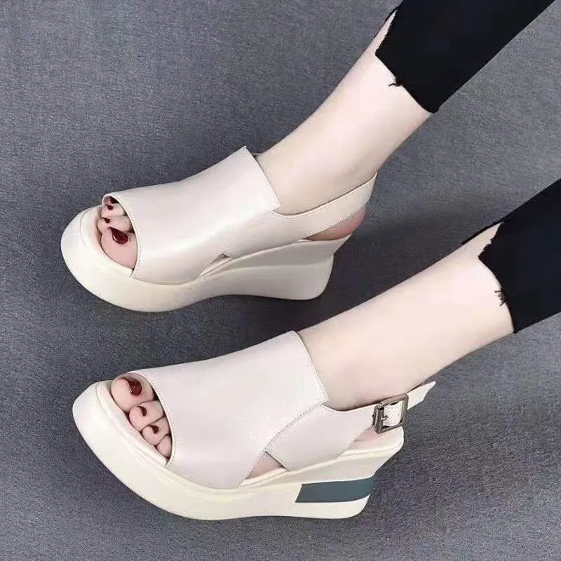 Comfortable thick-soled sandals with a massage bow