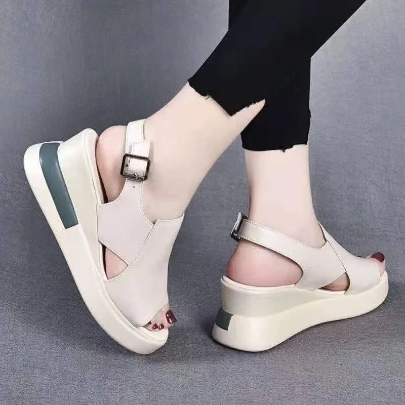 Comfortable thick-soled sandals with a massage bow