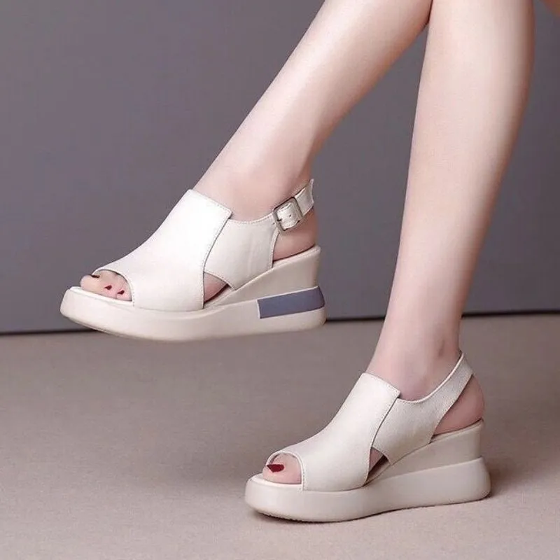 Comfortable thick-soled sandals with a massage bow