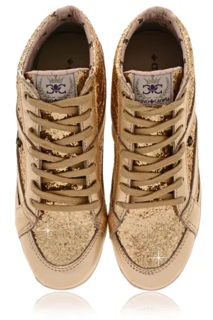 CRAVO & CANELA STARLA Gold Glitter Sneakers