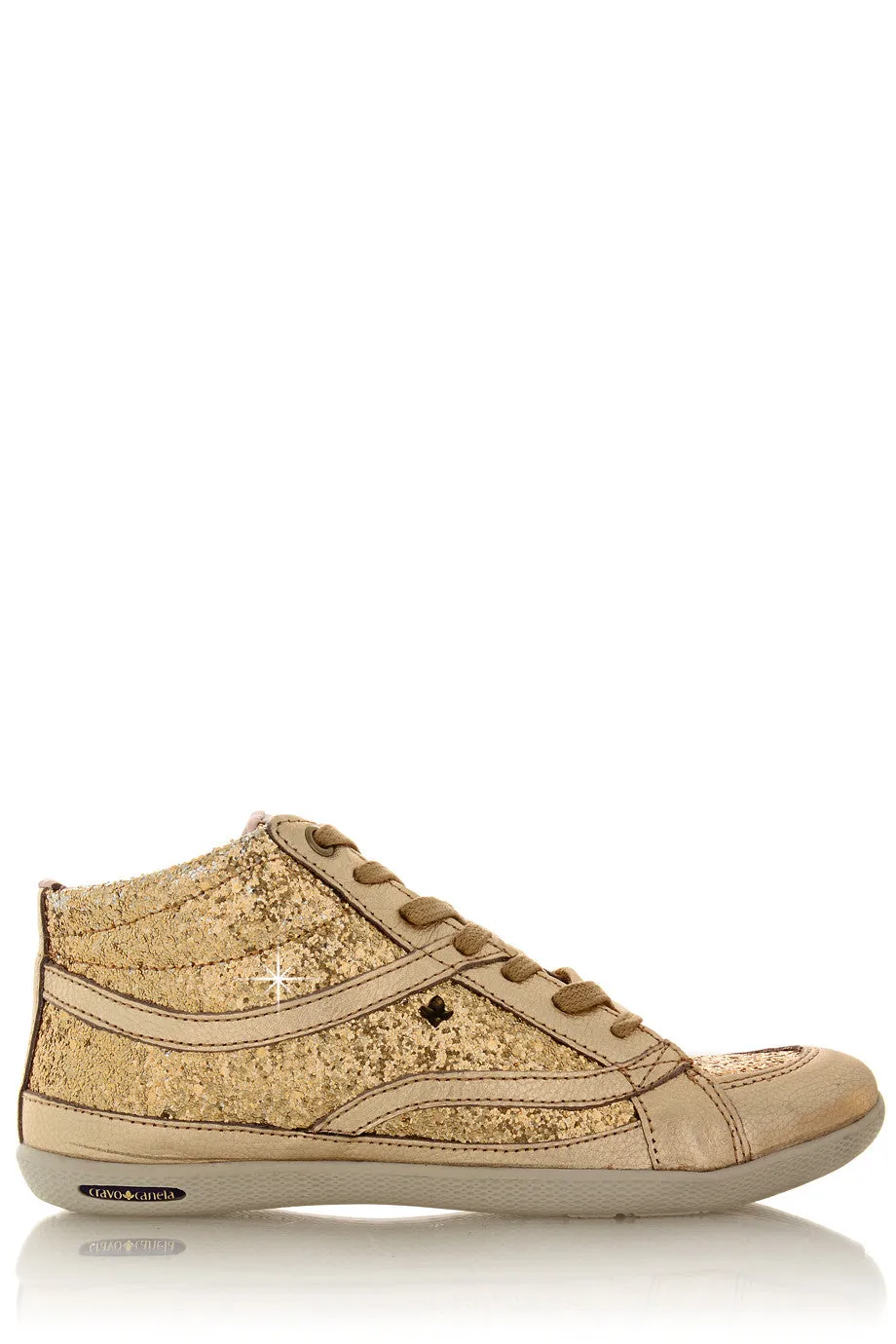 CRAVO & CANELA STARLA Gold Glitter Sneakers