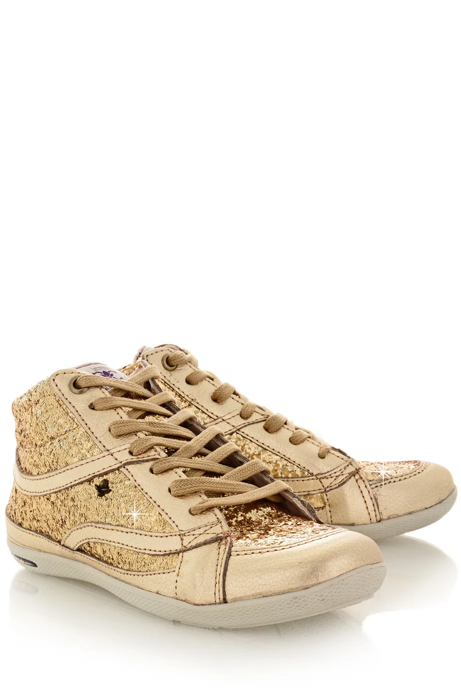 CRAVO & CANELA STARLA Gold Glitter Sneakers