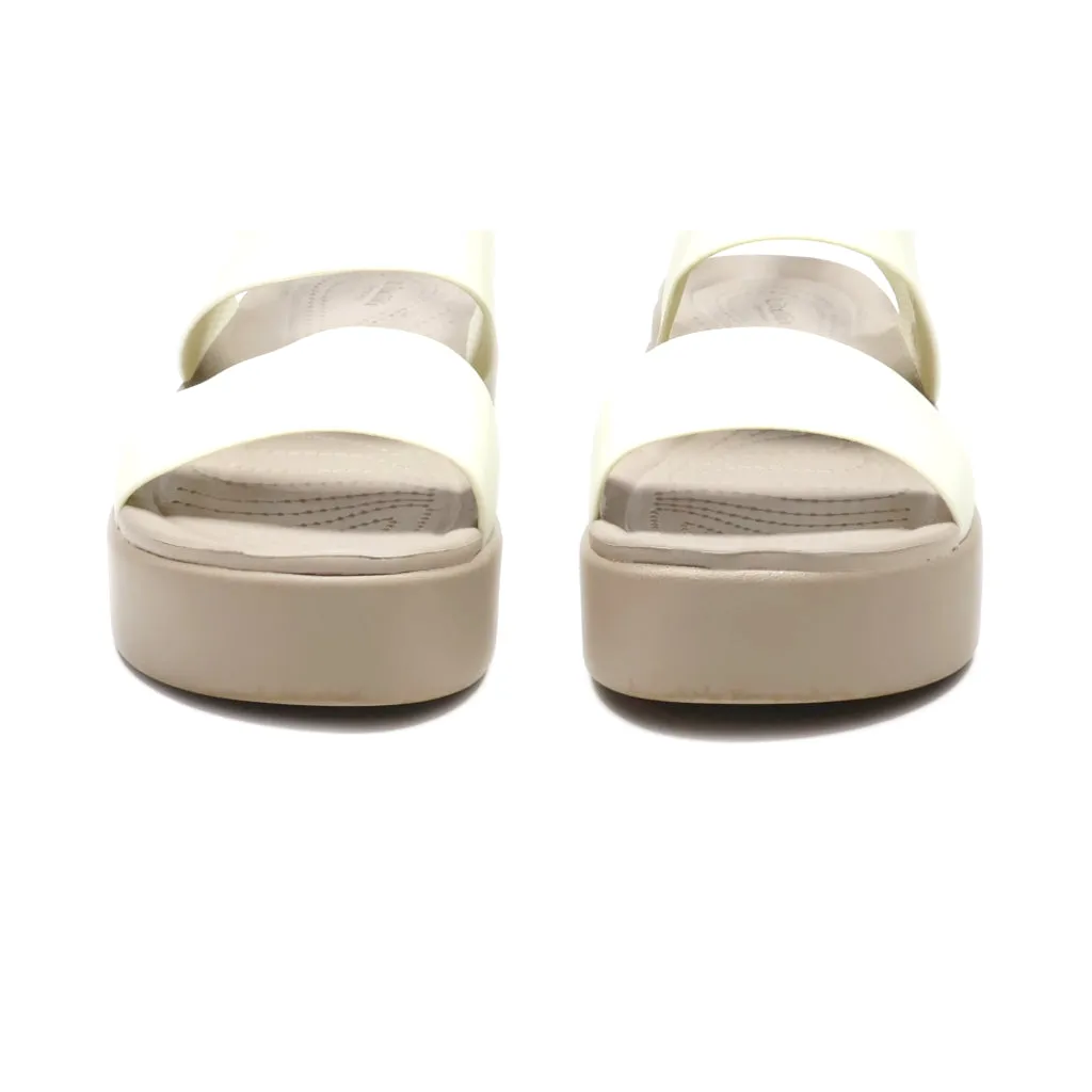 Crocs Brooklyn Low Wedge Sandals Canvas Beige Colour For Women