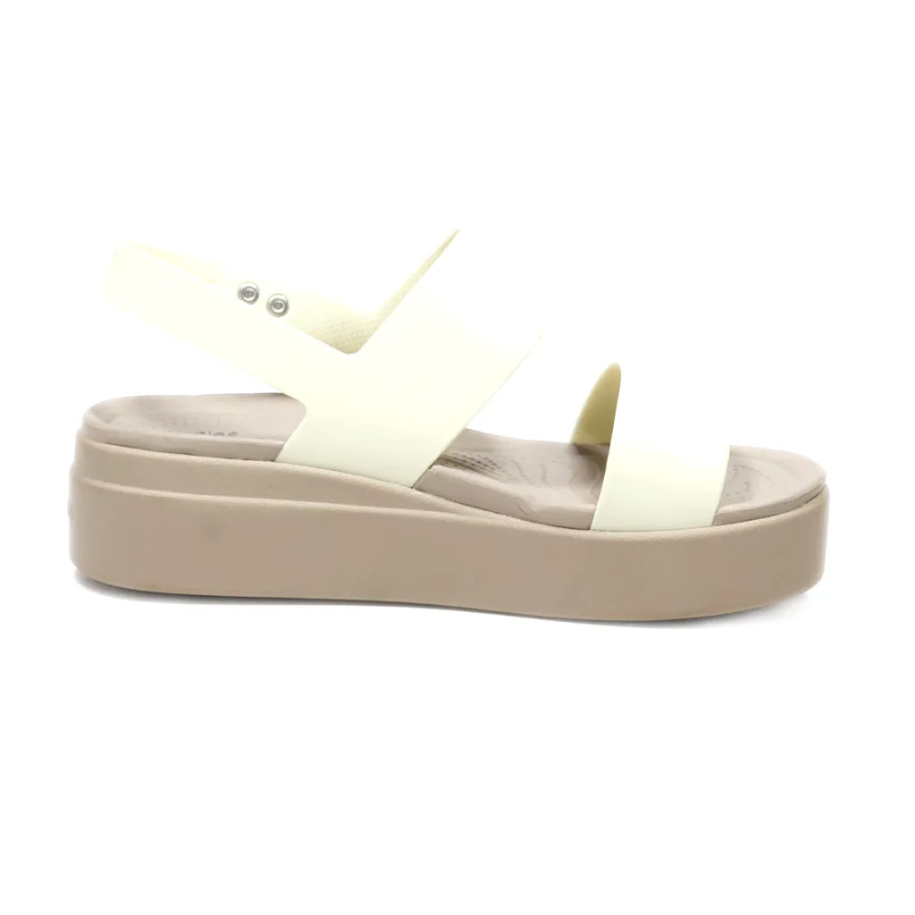 Crocs Brooklyn Low Wedge Sandals Canvas Beige Colour For Women