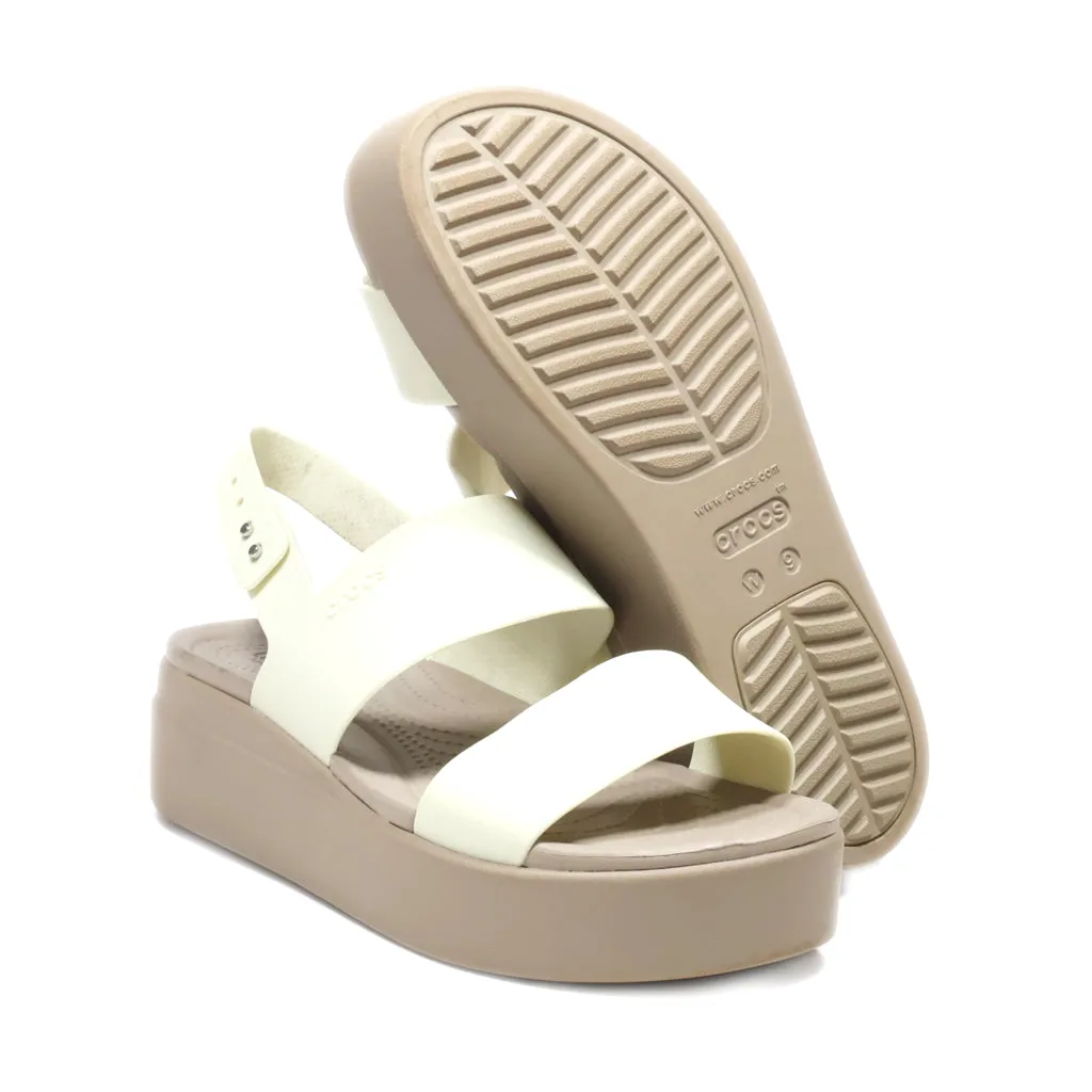 Crocs Brooklyn Low Wedge Sandals Canvas Beige Colour For Women