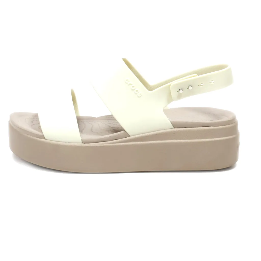 Crocs Brooklyn Low Wedge Sandals Canvas Beige Colour For Women