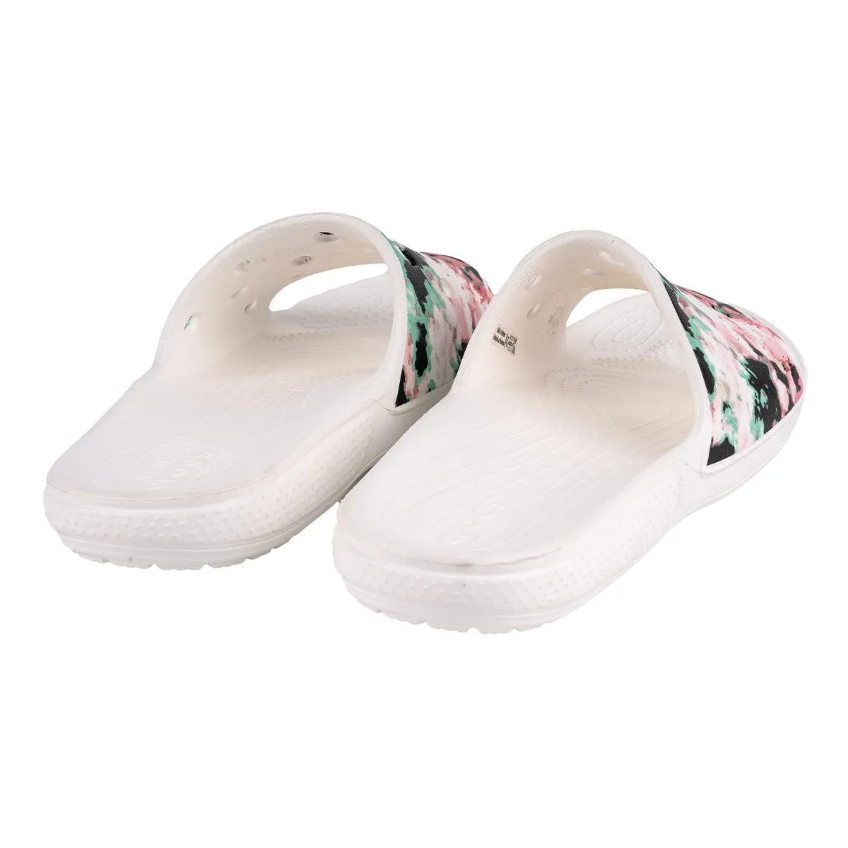 Crocs Classic Dye Mania Flat Sandals Rubber White Colour For Women