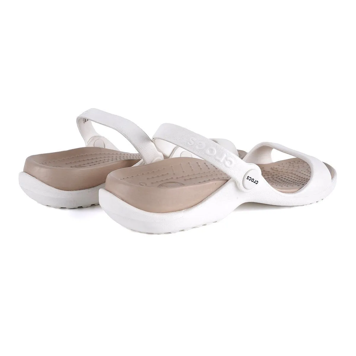 Crocs Cleo Strap Flat Sandals Rubber White Colour For Women