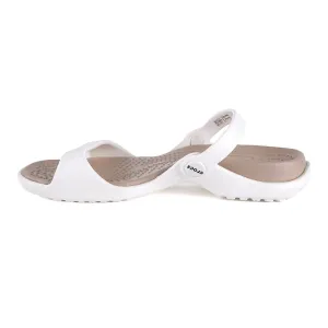 Crocs Cleo Strap Flat Sandals Rubber White Colour For Women