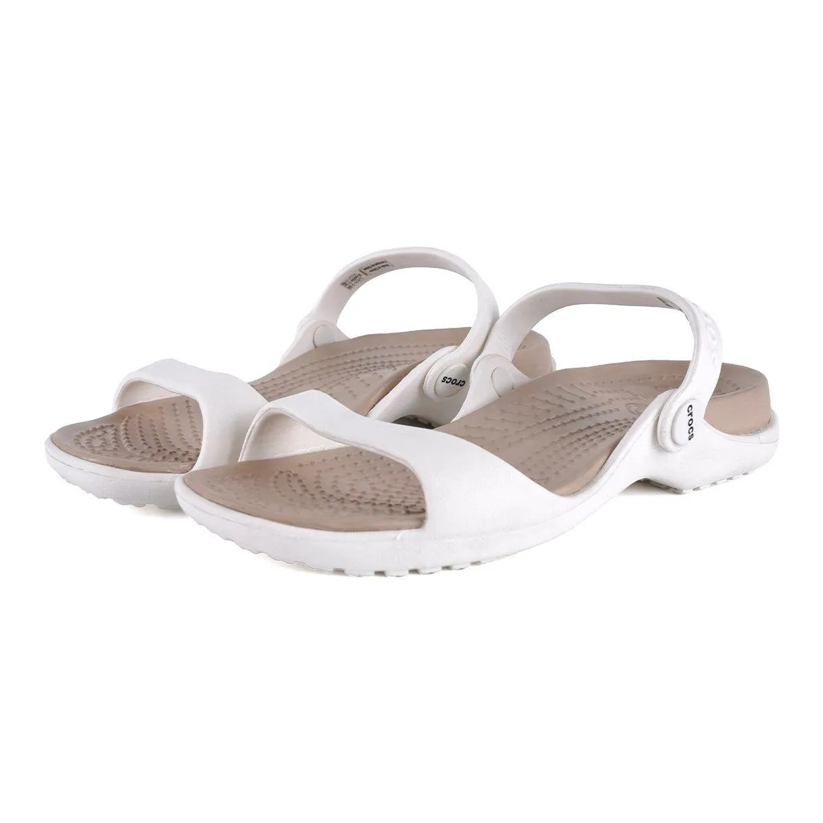 Crocs Cleo Strap Flat Sandals Rubber White Colour For Women