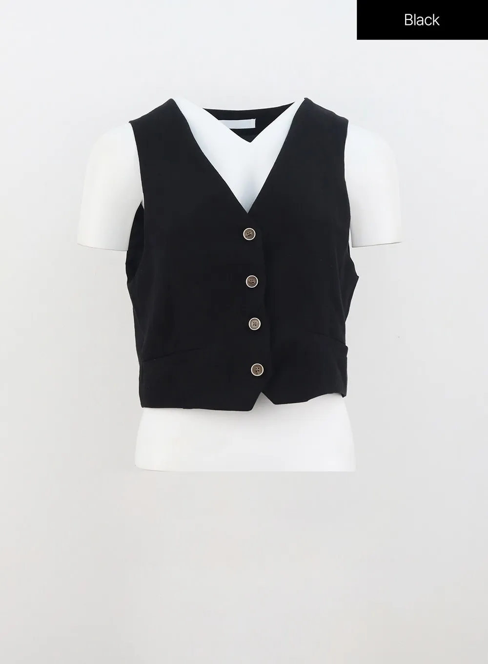 Cropped Button Vest IU326