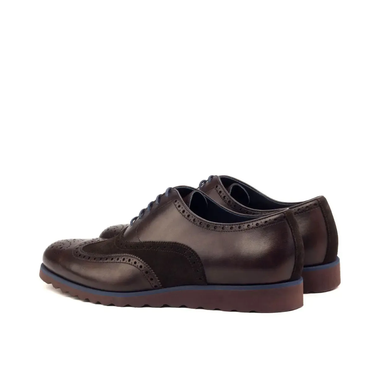 DapperFam Aeron in Dark Brown Men's Lux Suede & Italian Leather Full Brogue