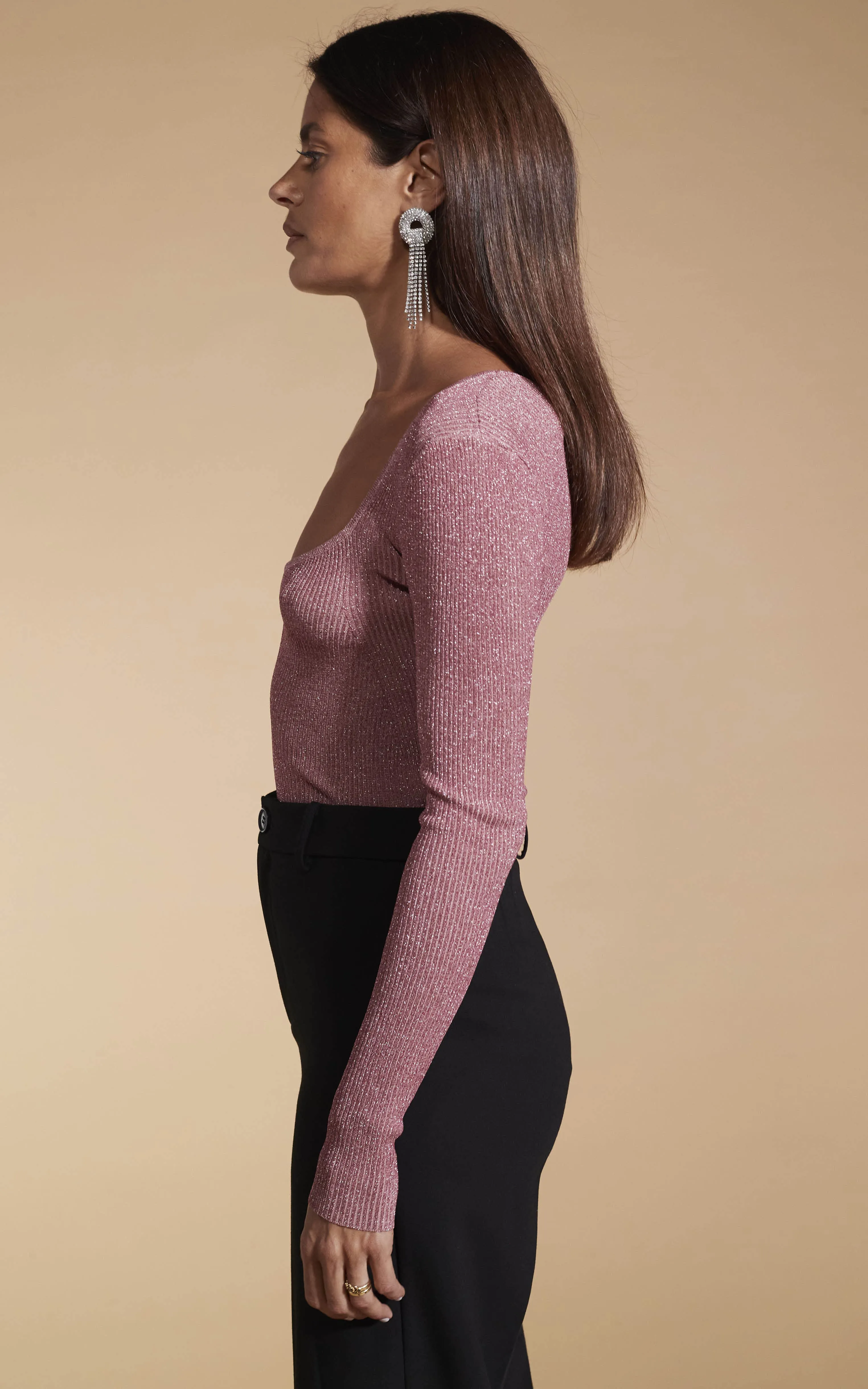 Darcy Sparkle Knit Top In Dusty Pink