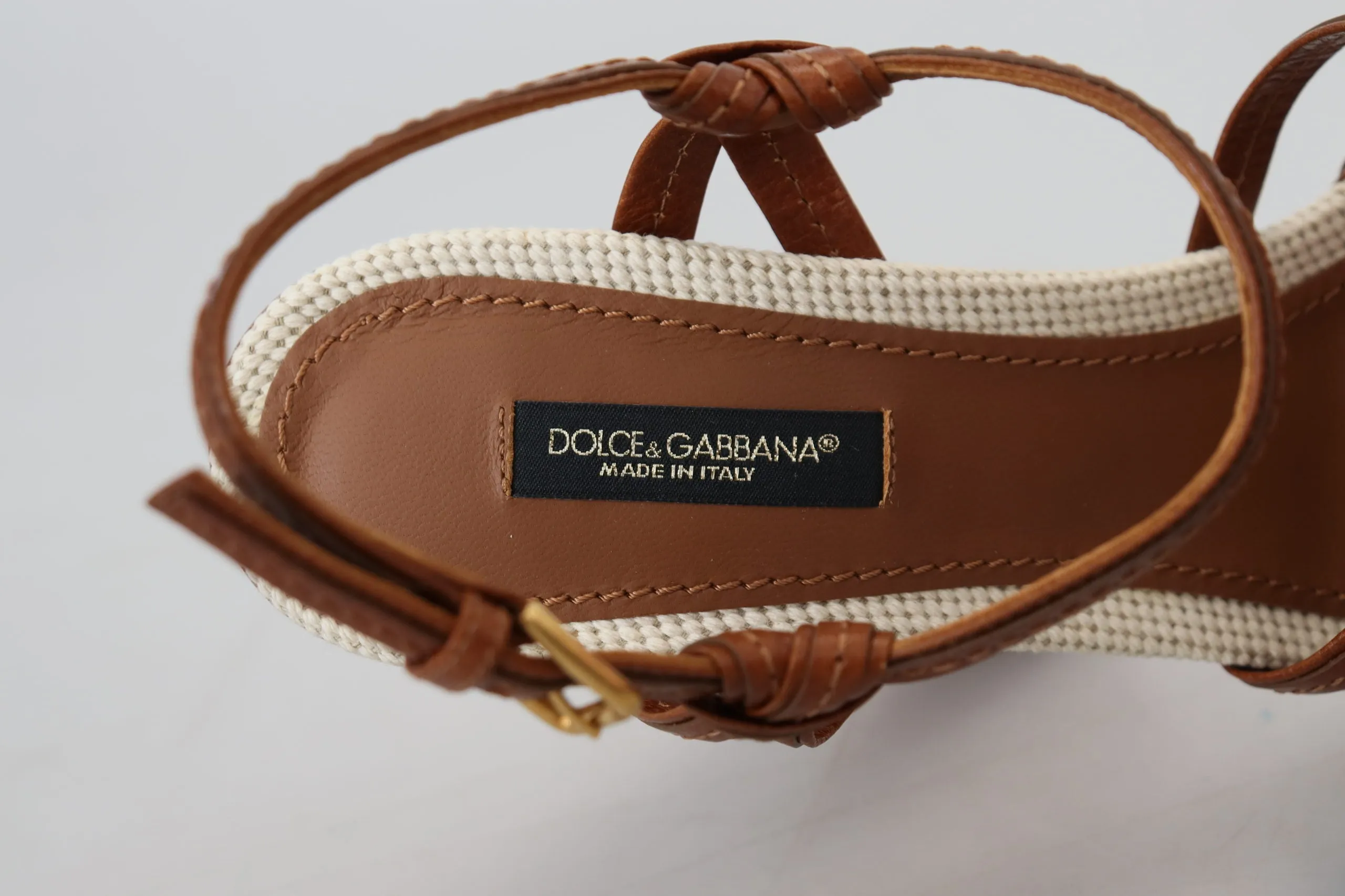 Dolce & Gabbana Brown Platform Leather Sandals Shoes