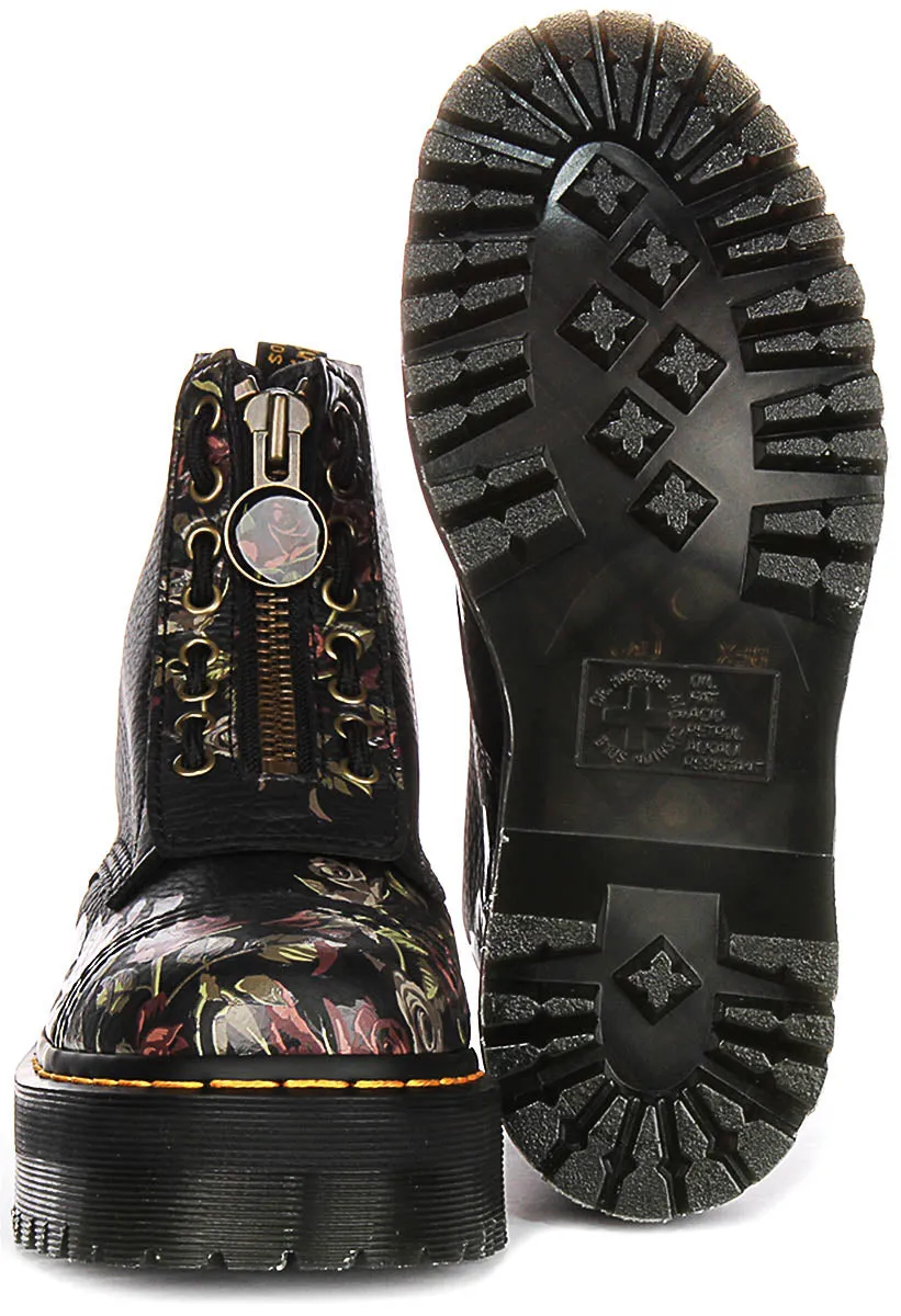 Dr Martens Sinclair Decaye In Black Flower For Women