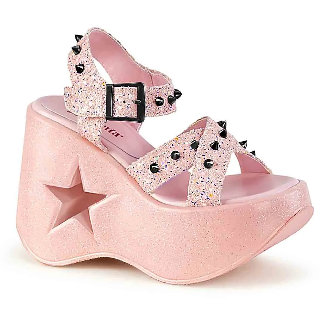 Dynamite-02 Platform Sandals - Pink Glitter