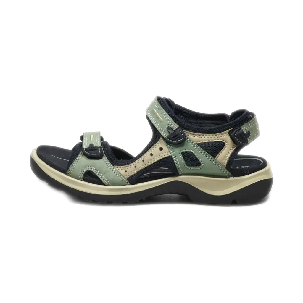 Ecco Flat Sandals Fabric Green Colour For Women