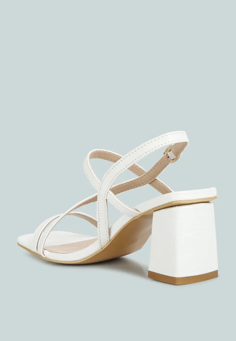 Effieo Croc Texture Block Heel Sandals