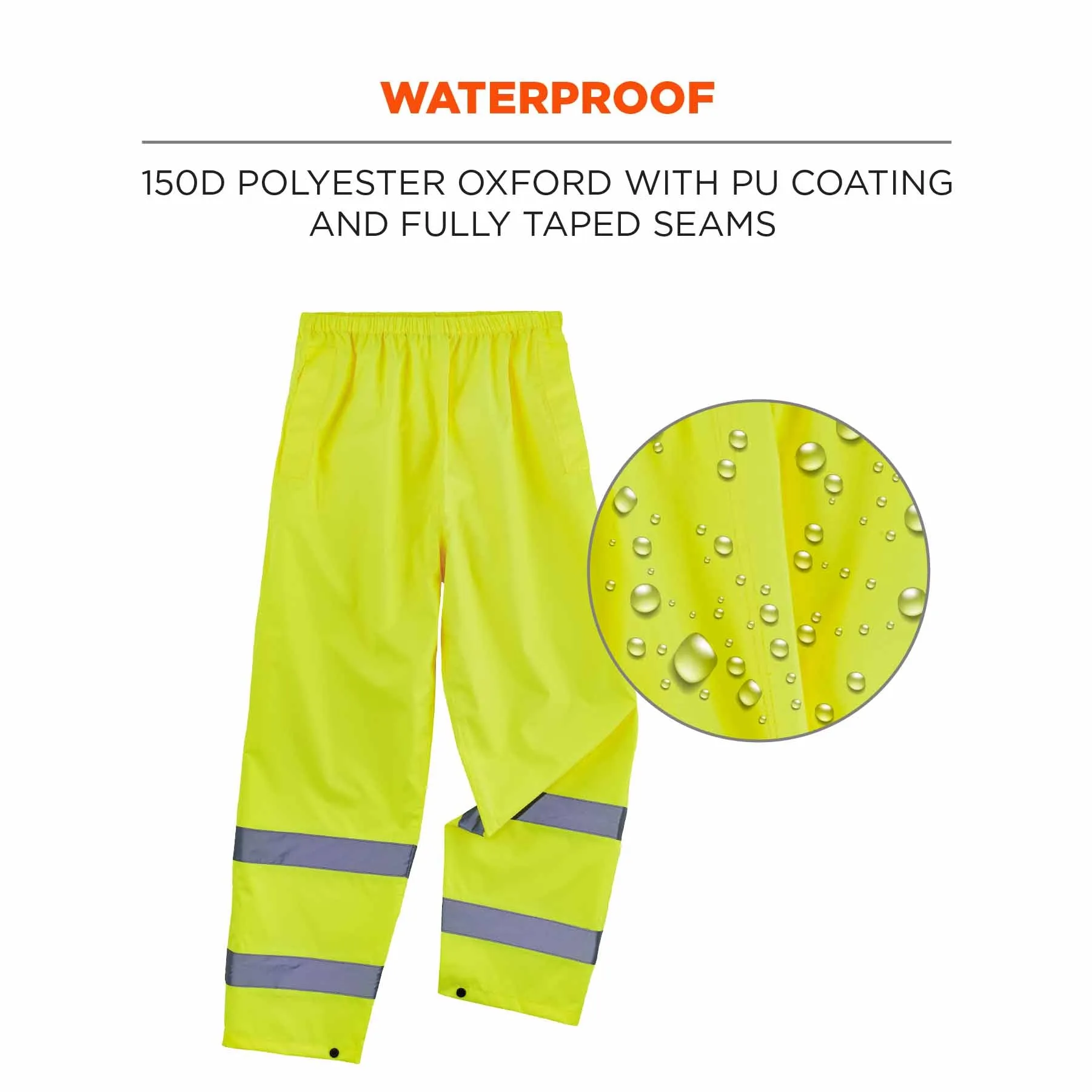 Ergodyne 25348 8916 4XL Lime Class E Lightweight Hi-Vis Rain Pants