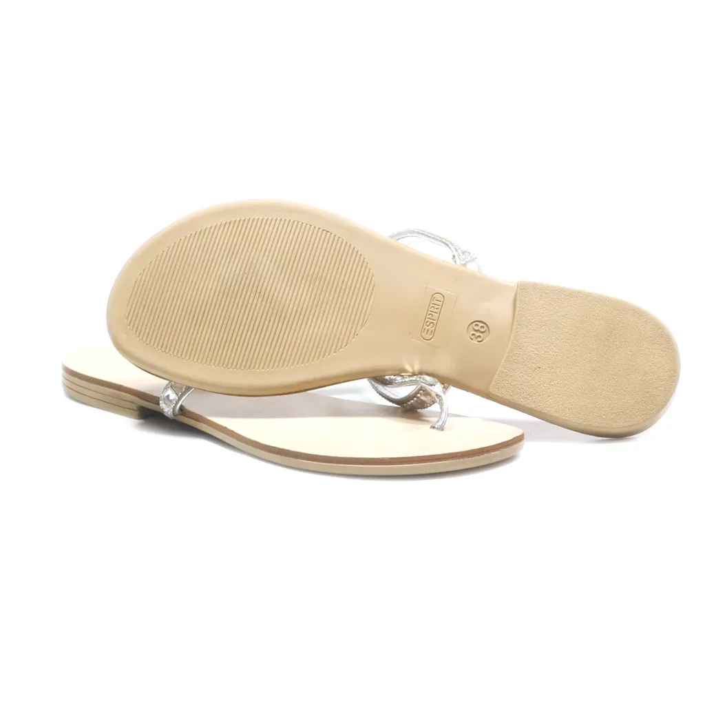 Esprit Flat Sandals Fabric Silver Colour For Women