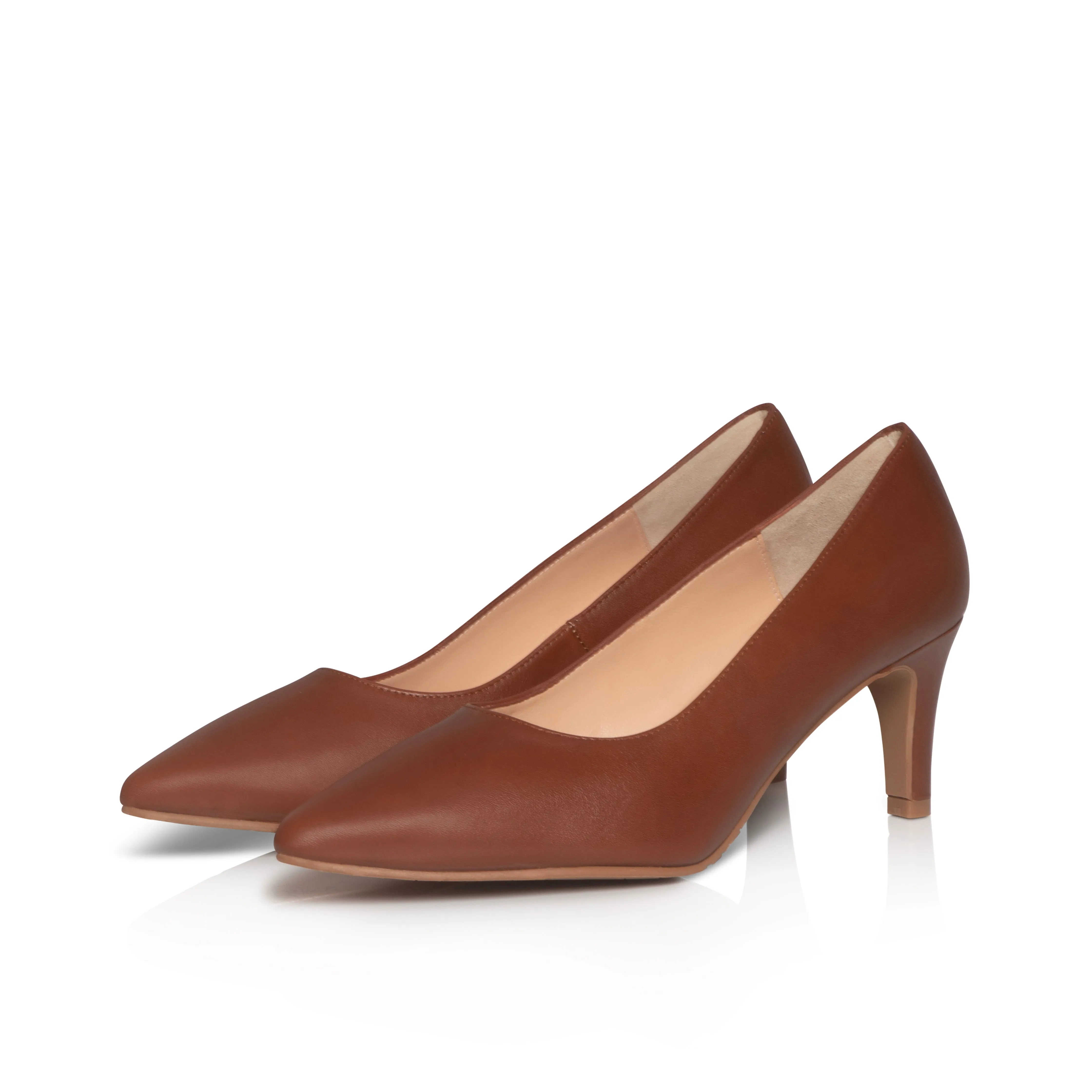 Eve Wide Fit Court Shoe – Tan Leather