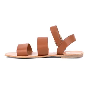 F&F Strap Flat Sandals Leather Brown Colour For Women