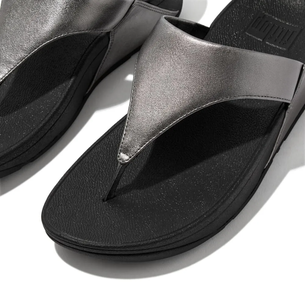 FitFlop Lulu Leather Sandals - Classic Pewter Mix