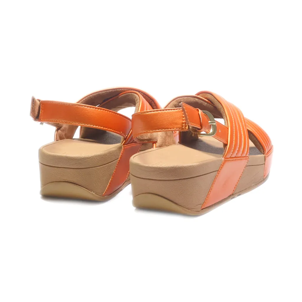 Fitflop Wedge Sandals Leather Orange Colour For Women