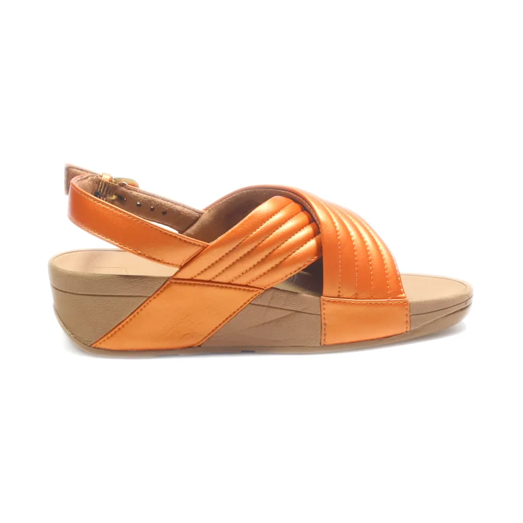 Fitflop Wedge Sandals Leather Orange Colour For Women