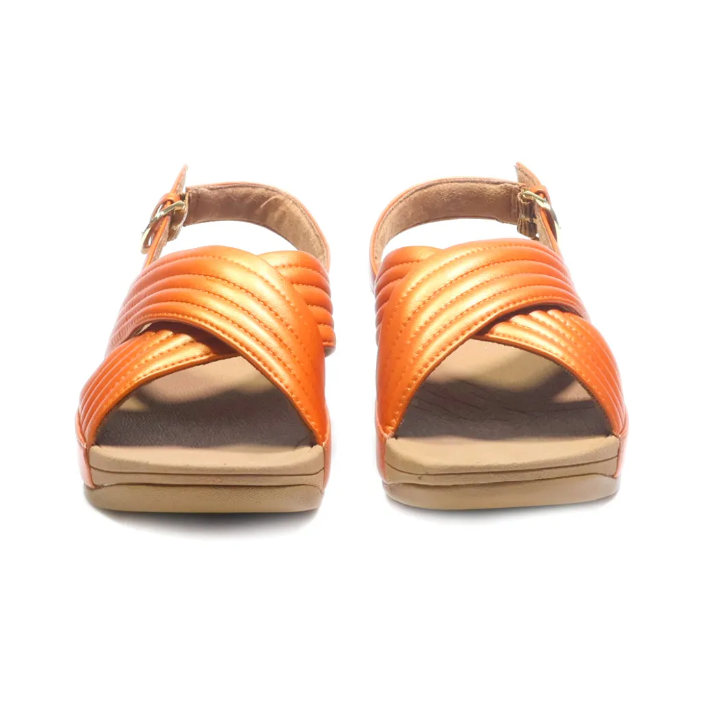 Fitflop Wedge Sandals Leather Orange Colour For Women