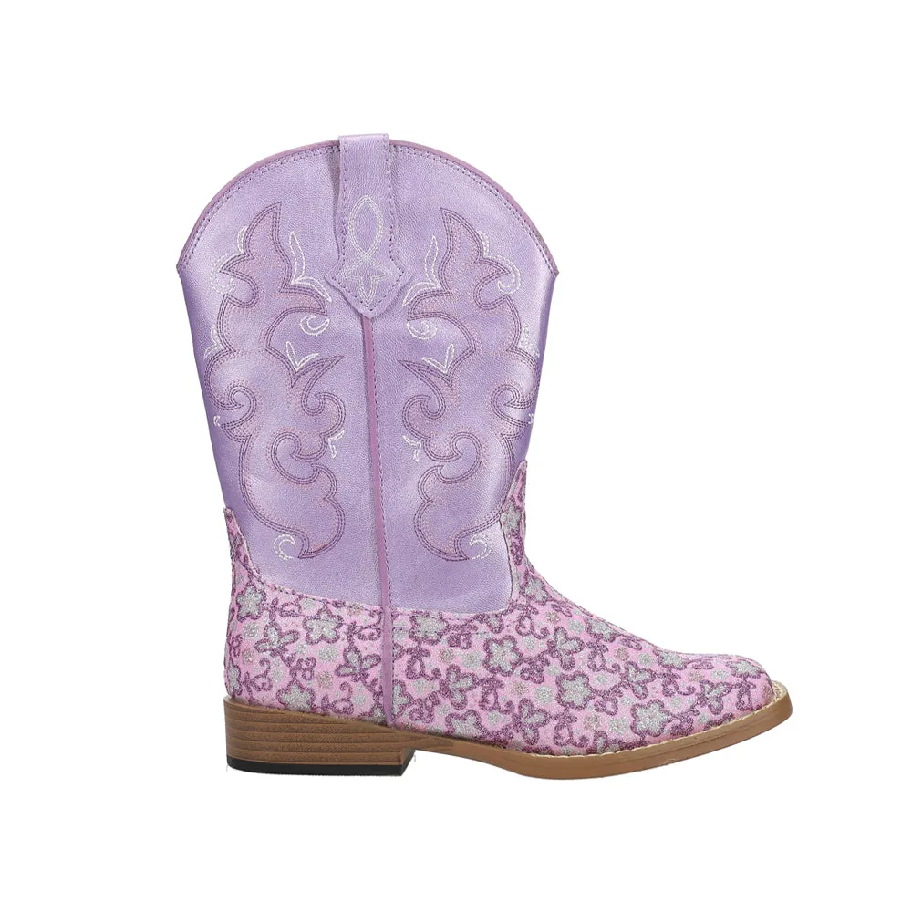 Floral Glitter Square Toe Cowboy Boots (Little Kid-Big Kid)