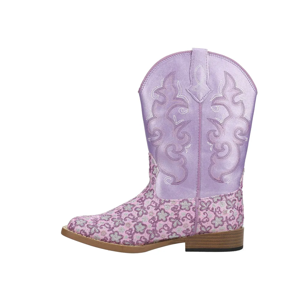 Floral Glitter Square Toe Cowboy Boots (Little Kid-Big Kid)