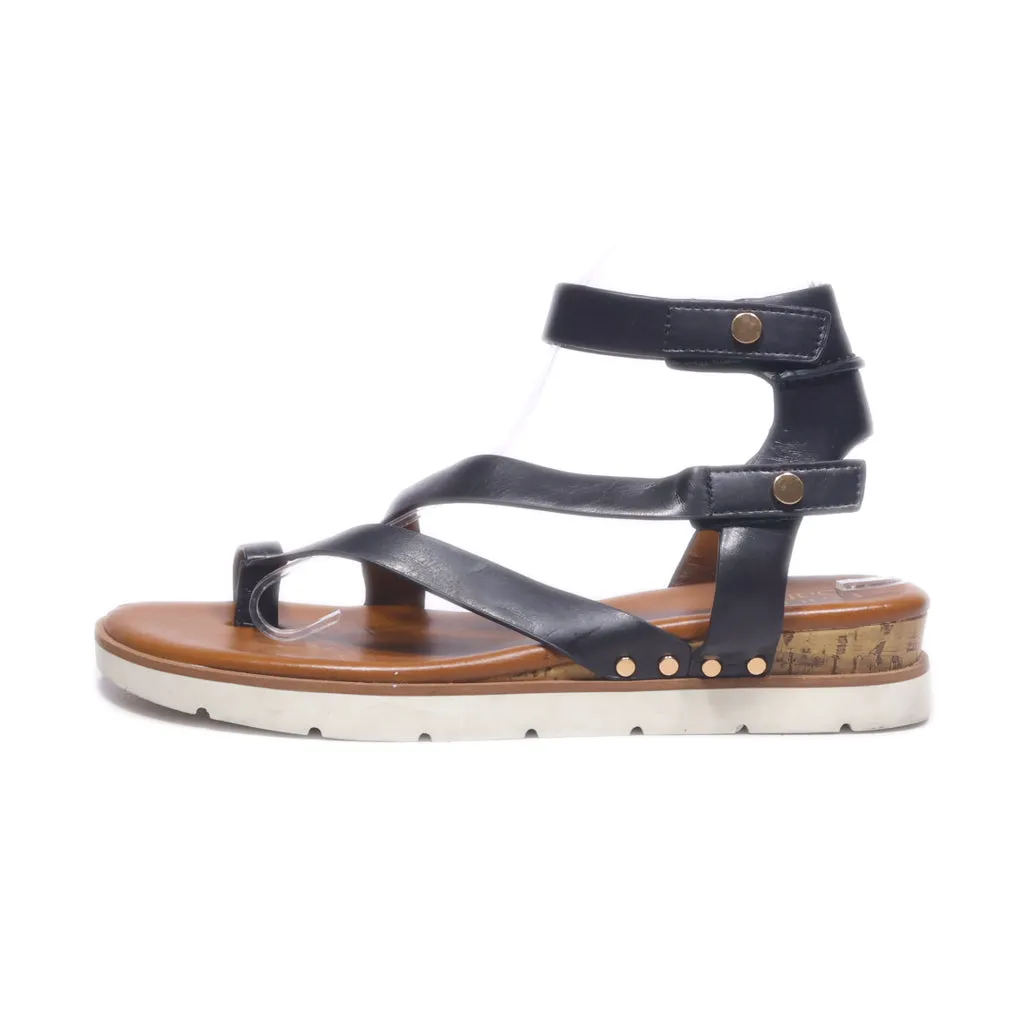 Franco Sarto Daven Flat Sandals Leather Black Colour For Women