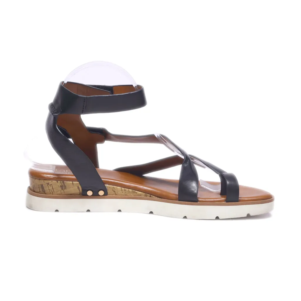 Franco Sarto Daven Flat Sandals Leather Black Colour For Women