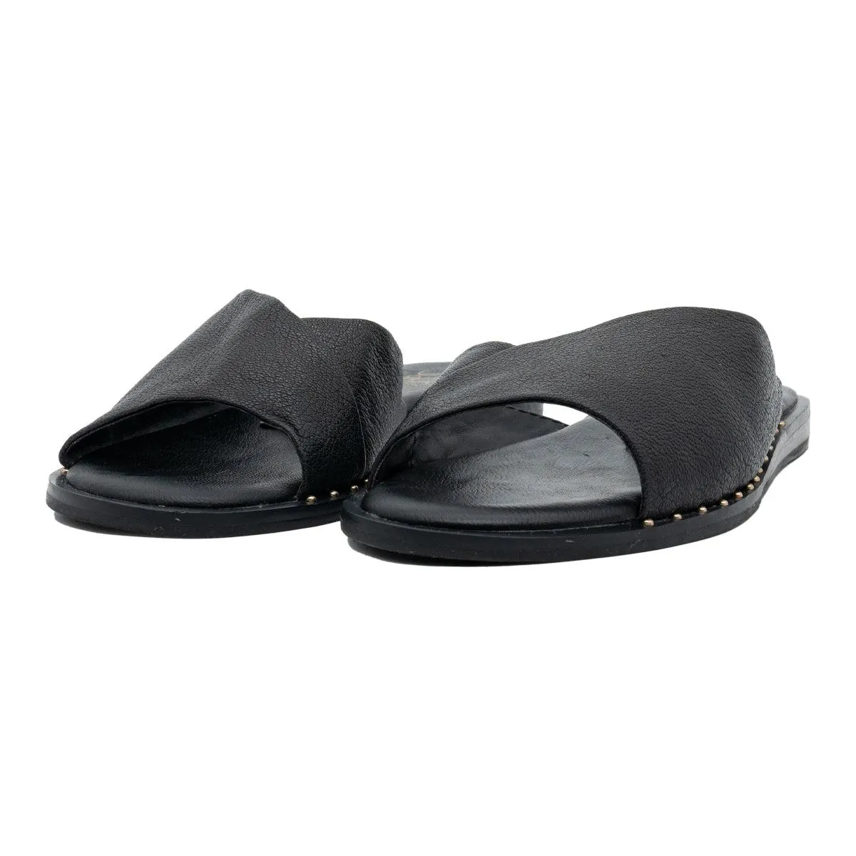 Franco Sarto Riviera Flat Sandals Leather Black Colour For Women