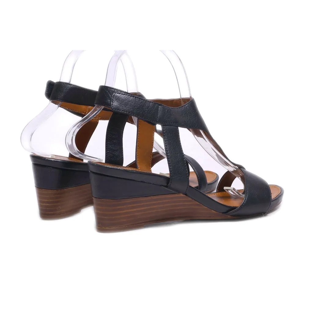 Franco Sarto Wedge Sandals Leather Black Colour For Women