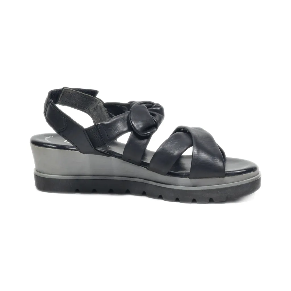 Gabor Platform Sandals Leather Black Colour For Women