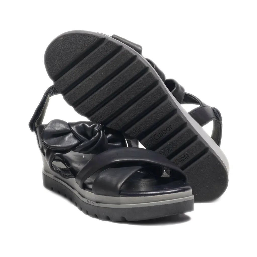 Gabor Platform Sandals Leather Black Colour For Women