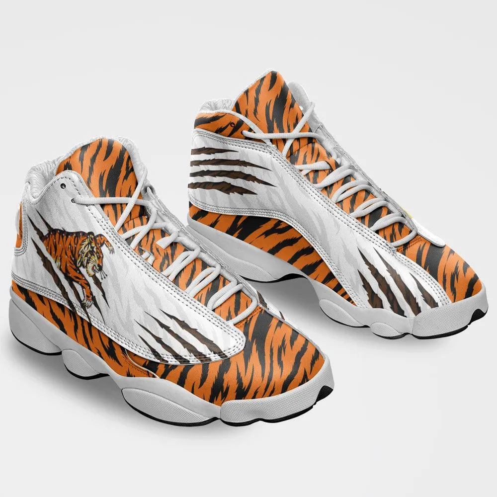 Gearhomie Elvis Tiger Unisex AJ13 Shoes White