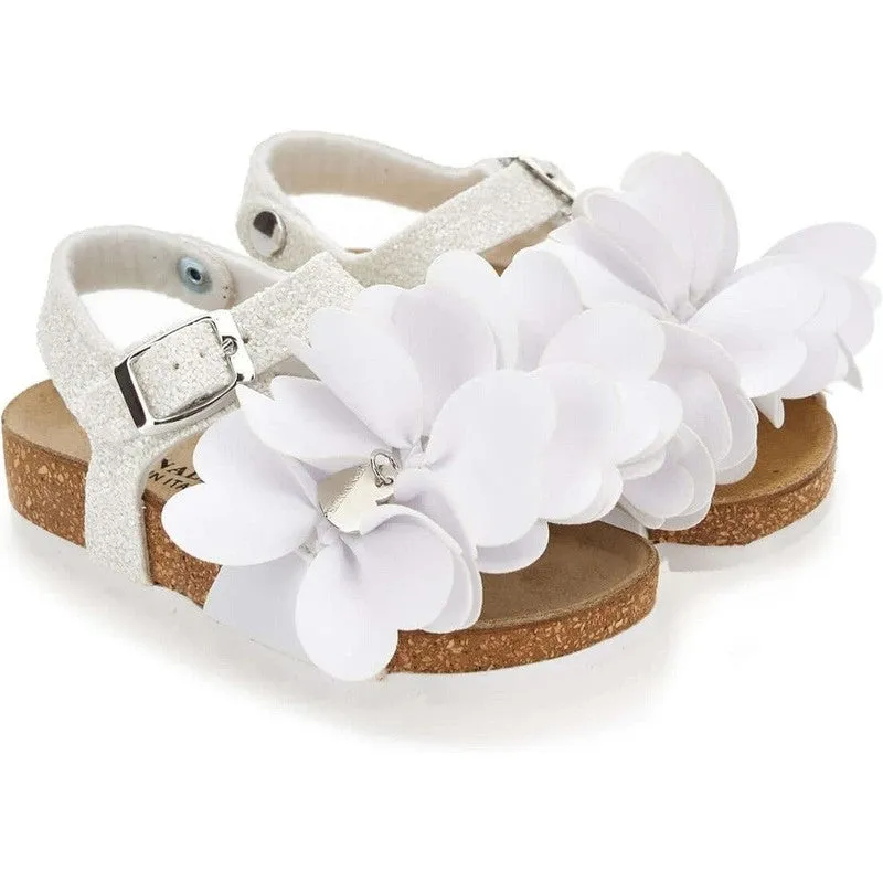 Girls White Flower Sandals