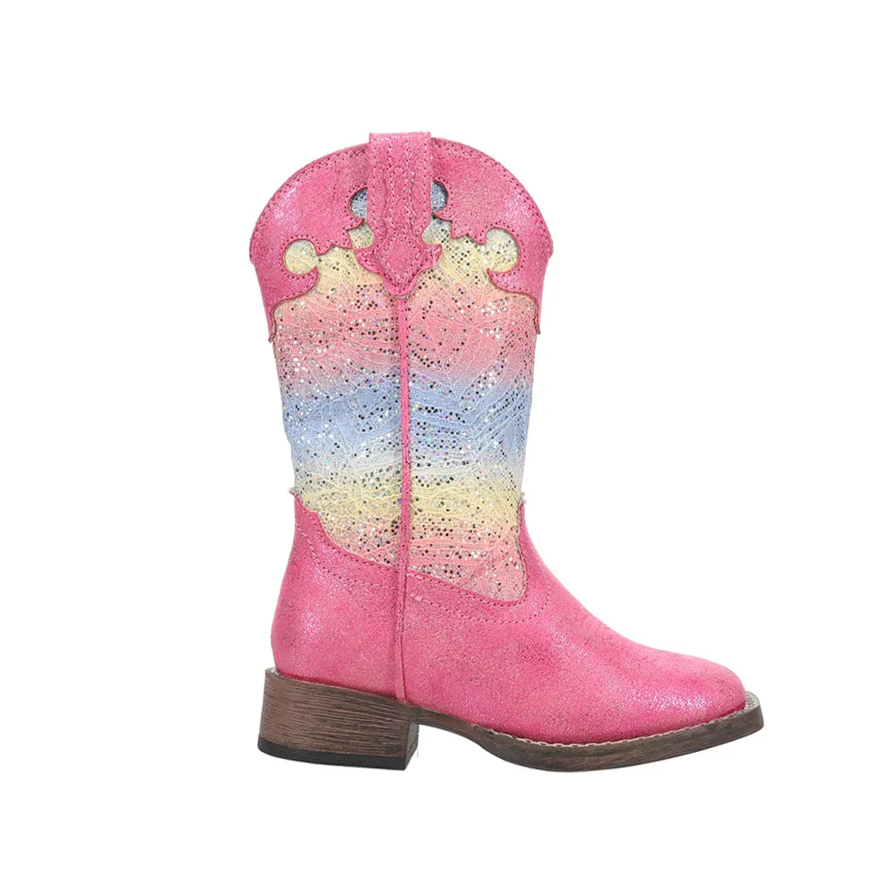 Glitter Lace Square Toe Cowboy Boots (Little Kid-Big Kid)