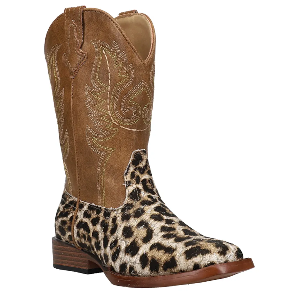 Glitter Leopard Square Toe Cowboy Boots (Little Kid-Big Kid)