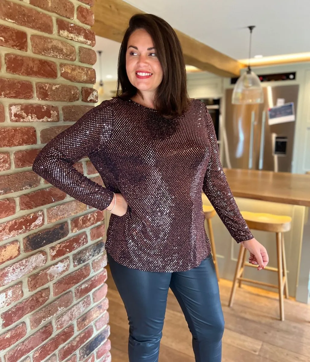 Gold Sparkle Cowl Back Tunic Top