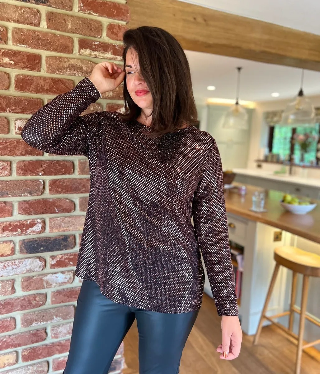 Gold Sparkle Cowl Back Tunic Top