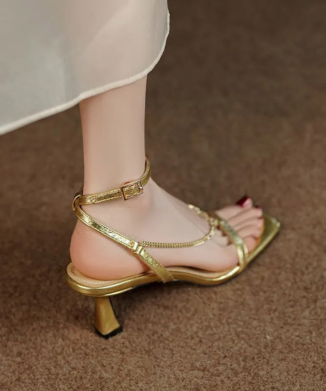 Golden High Heel Sandals Classy Buckle Strap Sandals LY4375