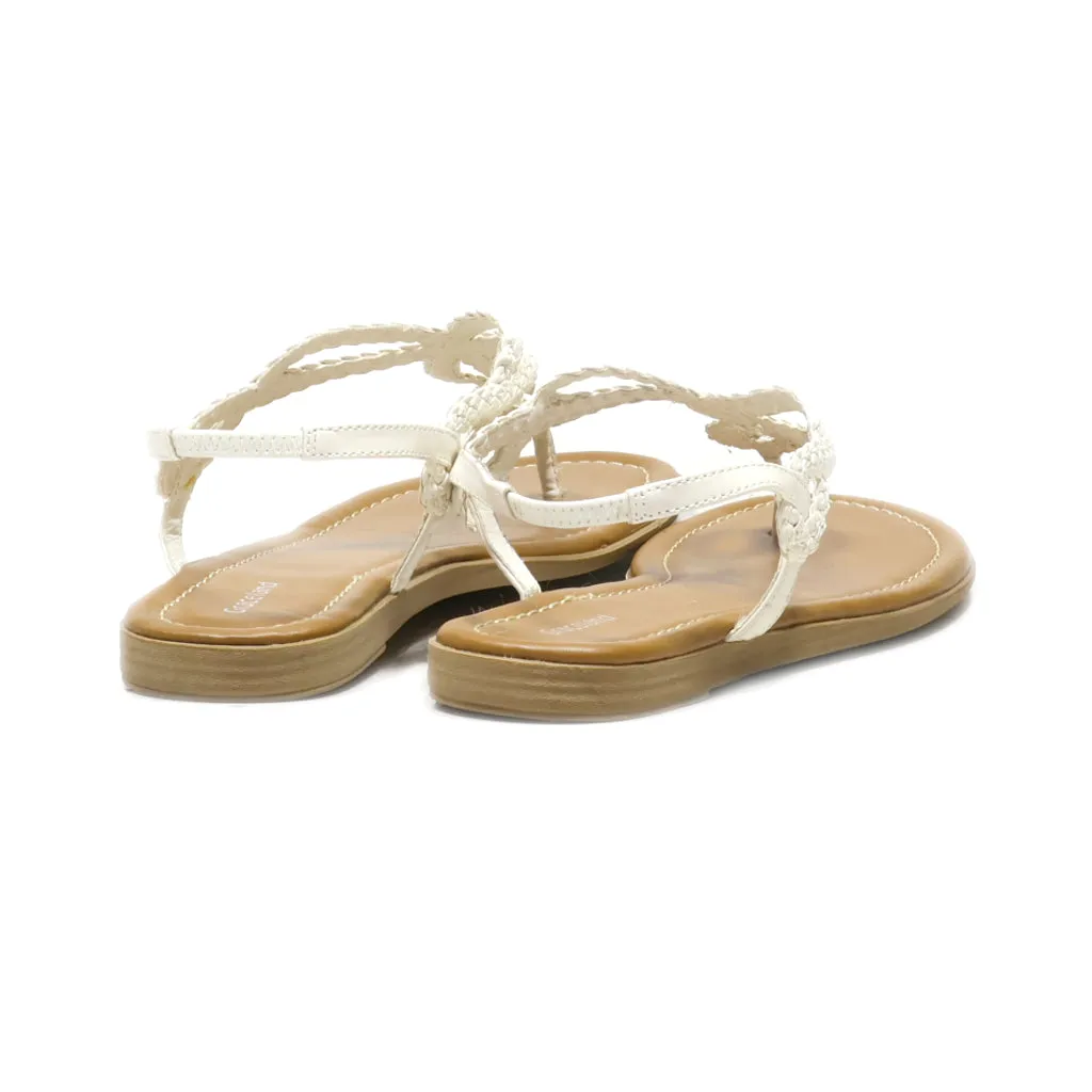 Graceland Flat Sandals Leather White Colour For Women