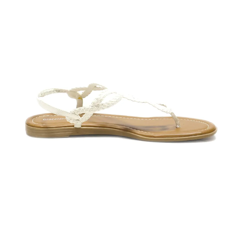 Graceland Flat Sandals Leather White Colour For Women