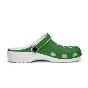 Green Color Unisex Clogs, Best Solid Dark Green Color Unisex Classic Lightweight Best Sandals For Men or Women